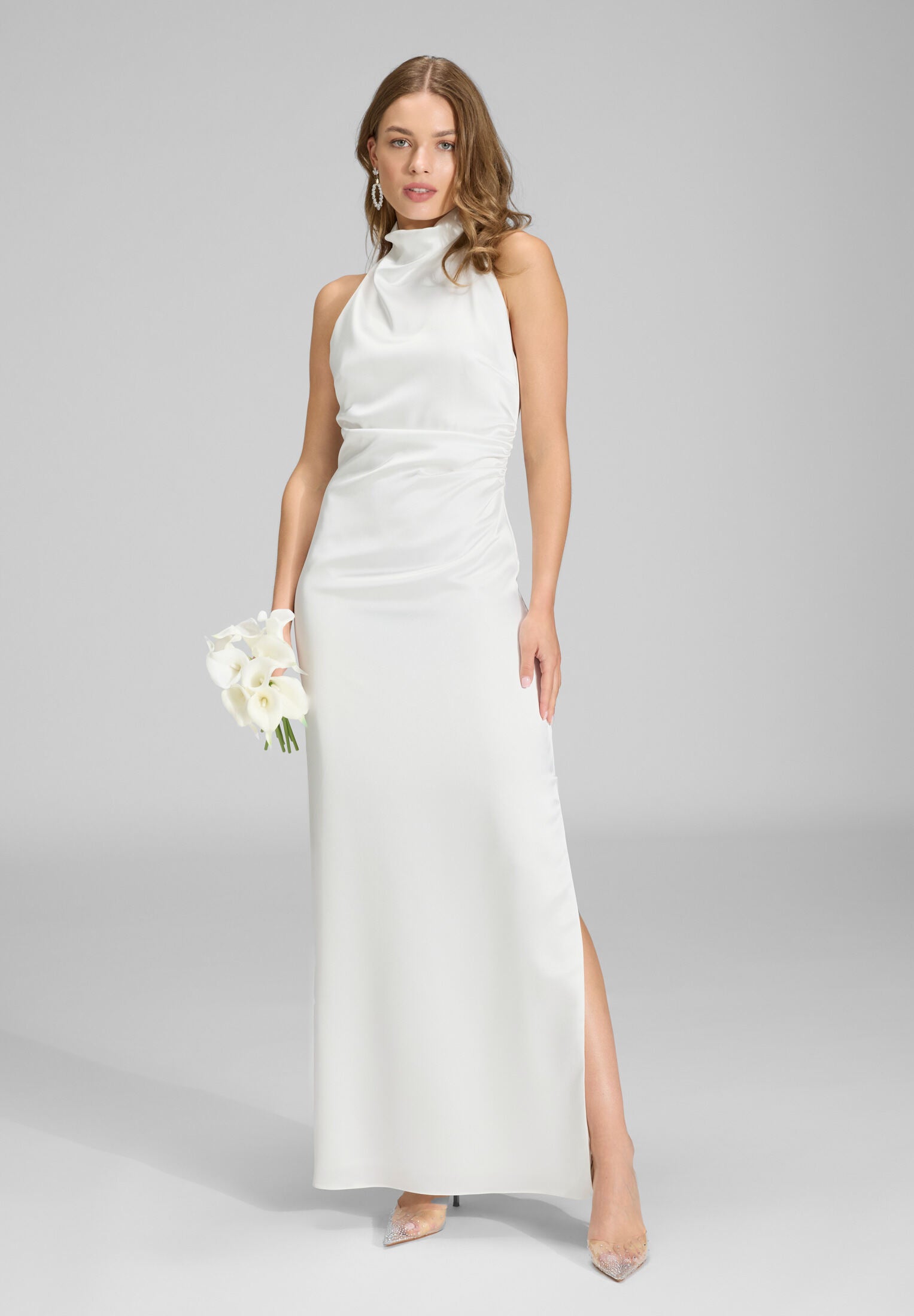 Abendkleid aus Stretch Satin ivory