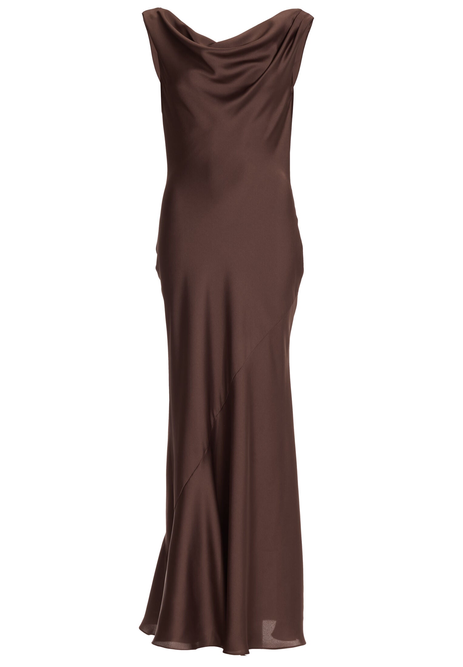 Abendkleid aus Satin mit Wasserfall Ausschnitt