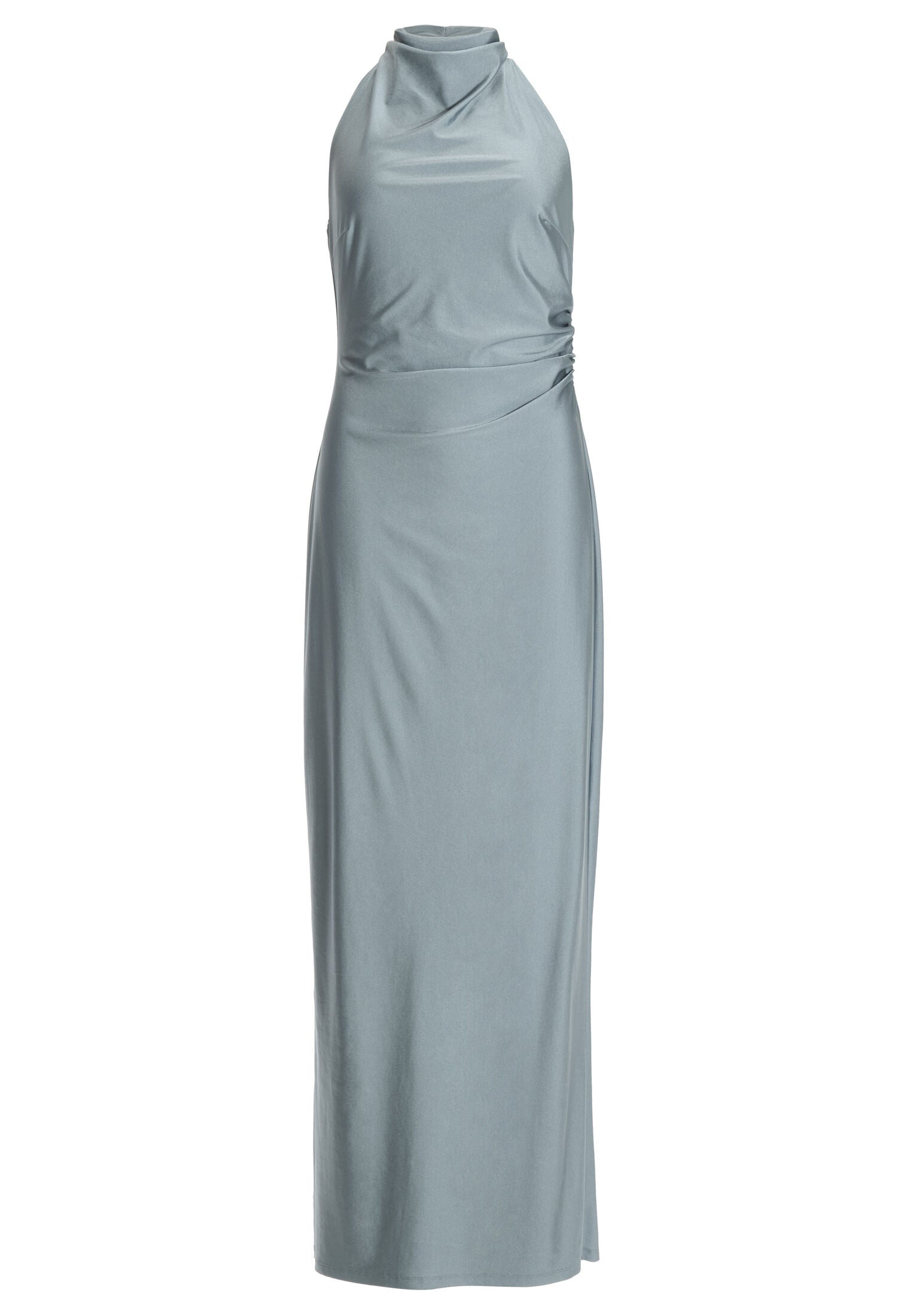 Abendkleid aus Jersey Satin mit Drapierung am Kragen