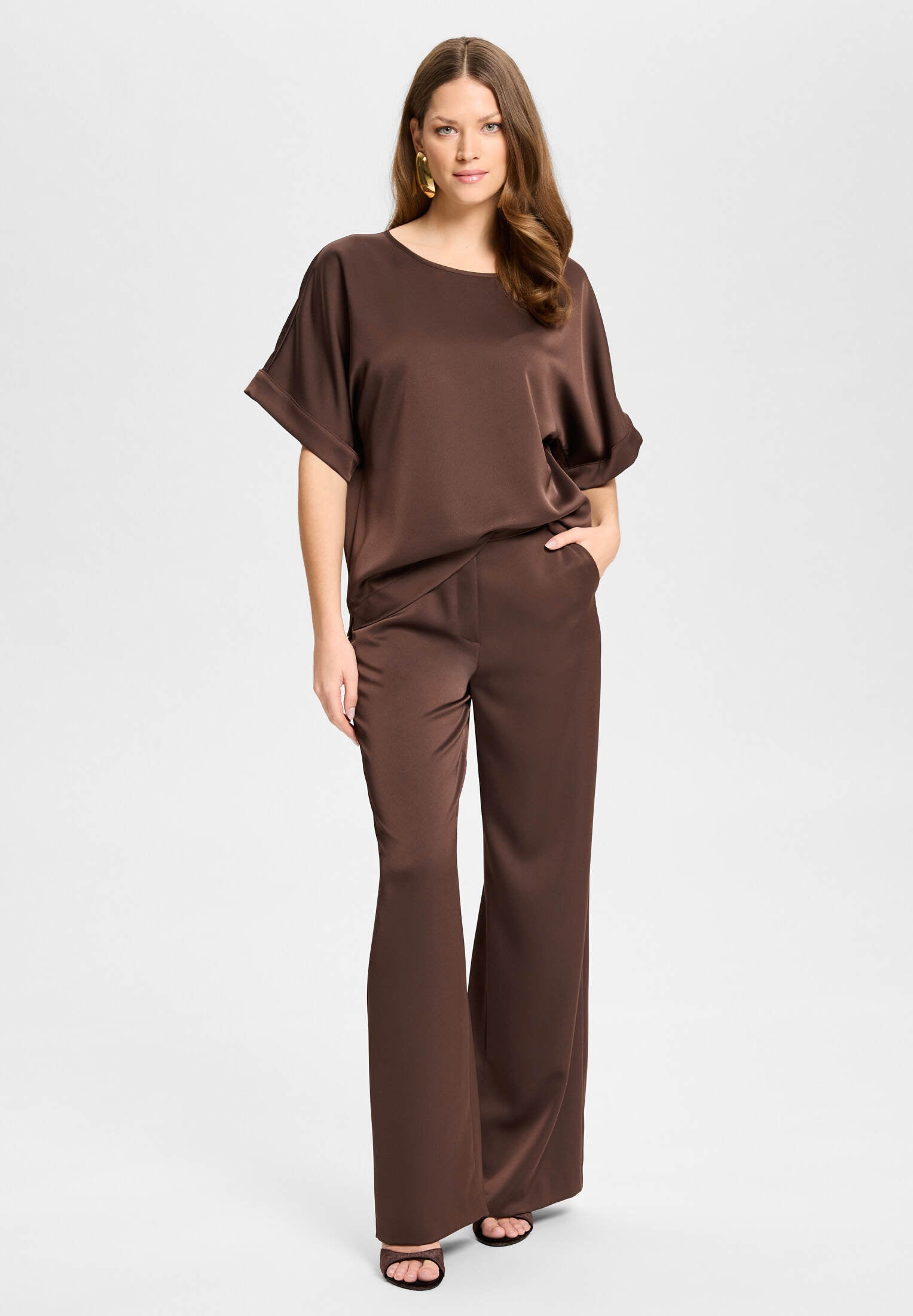 Blusentop aus Satin chocolate brown