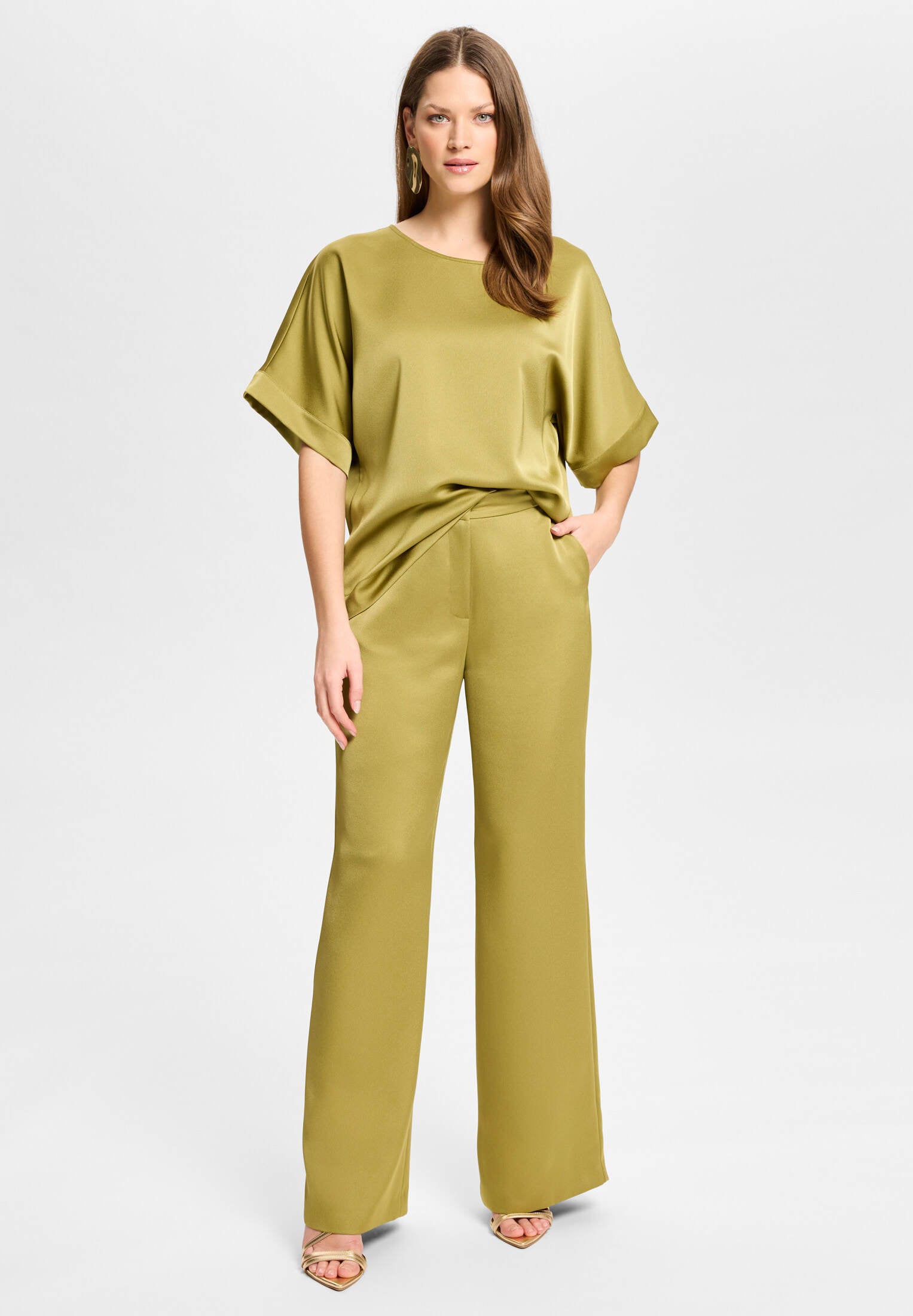 Blusentop aus Satin amber green