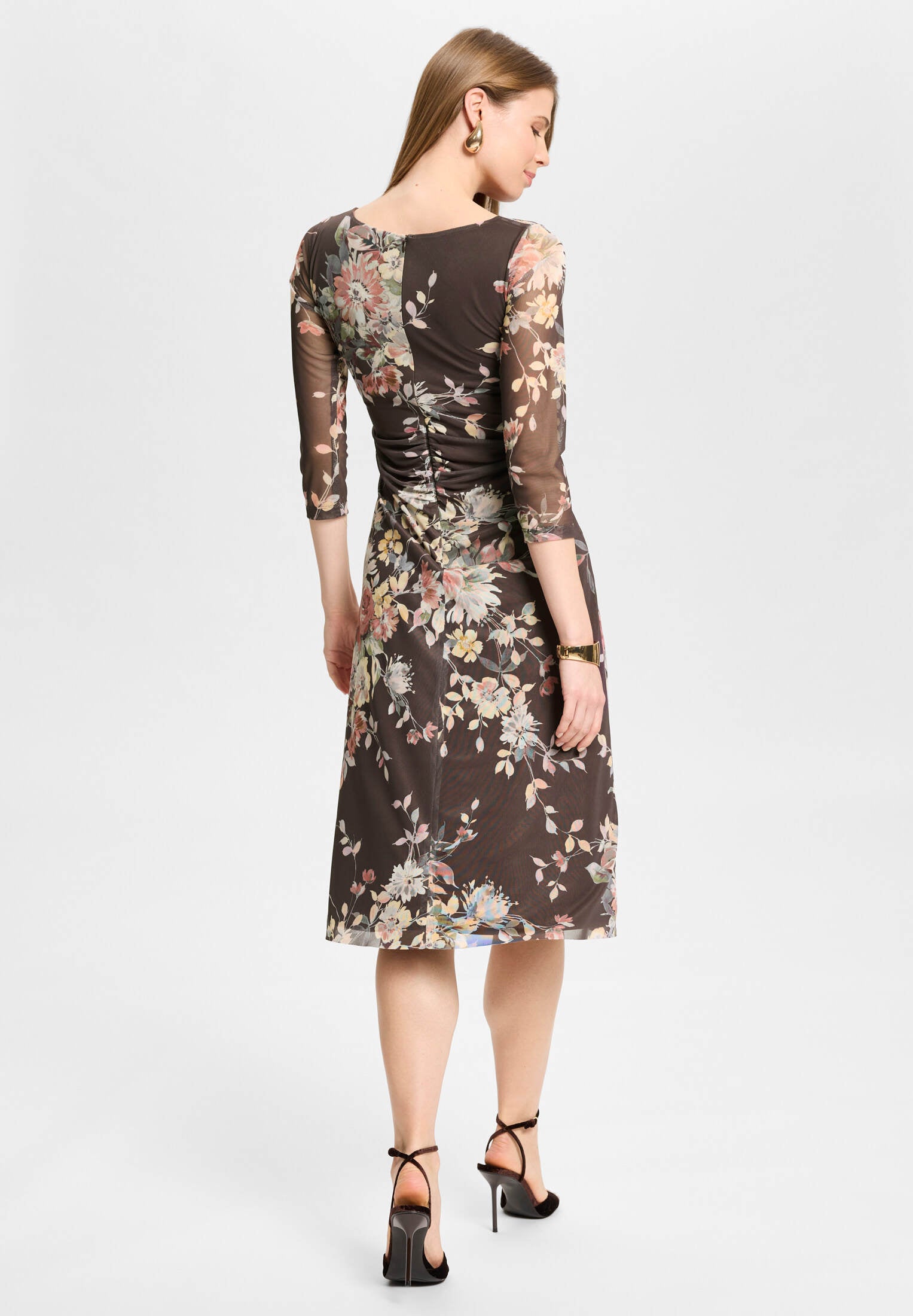 Midi Kleid aus Mesh in Wickel Optik
