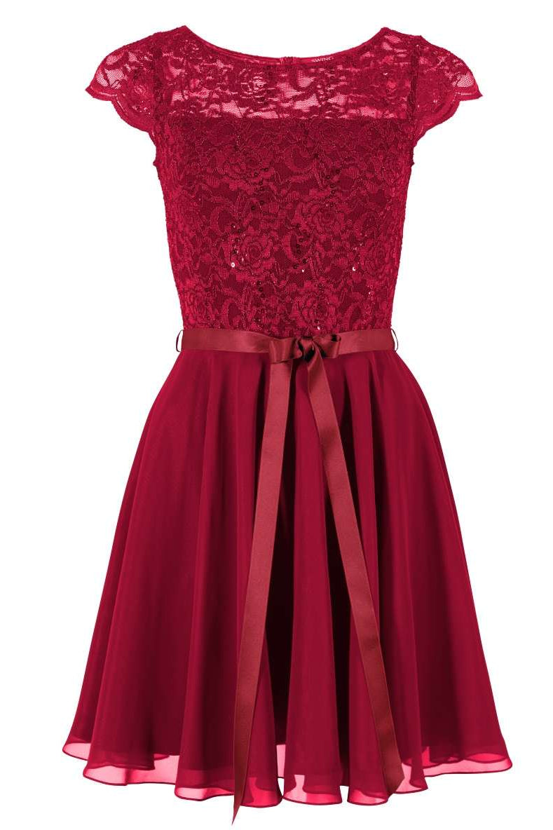 Kleid mit paillettenbesetztem Spitzenoberteil