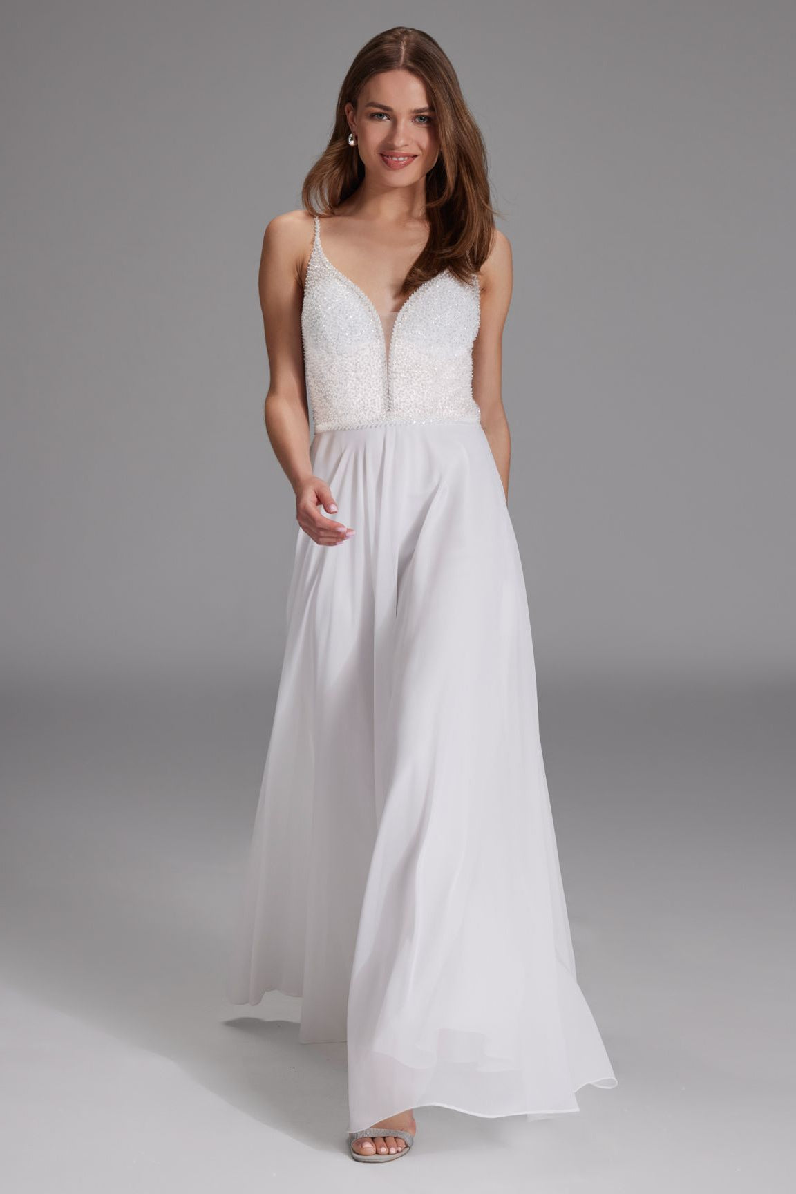 Langes paillettenbesticktes Abiball-Kleid