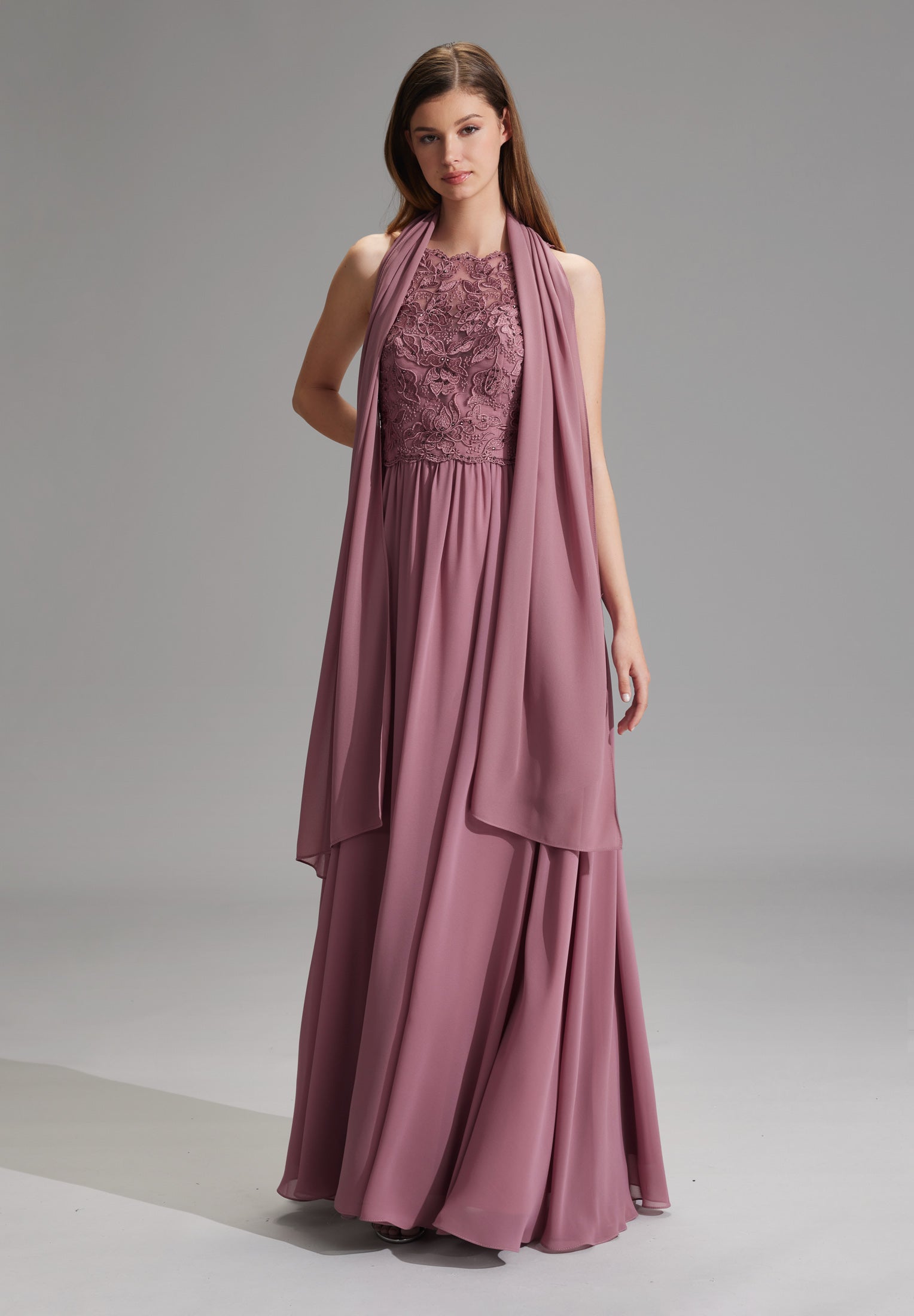 Zarte Chiffon-Stola im geraden Schnitt rose berry