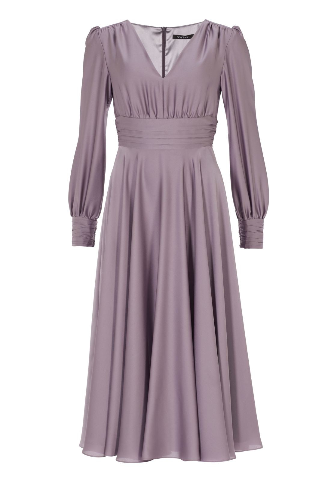 Midi Kleid aus nachhaltigem Satin mit Raffdetails