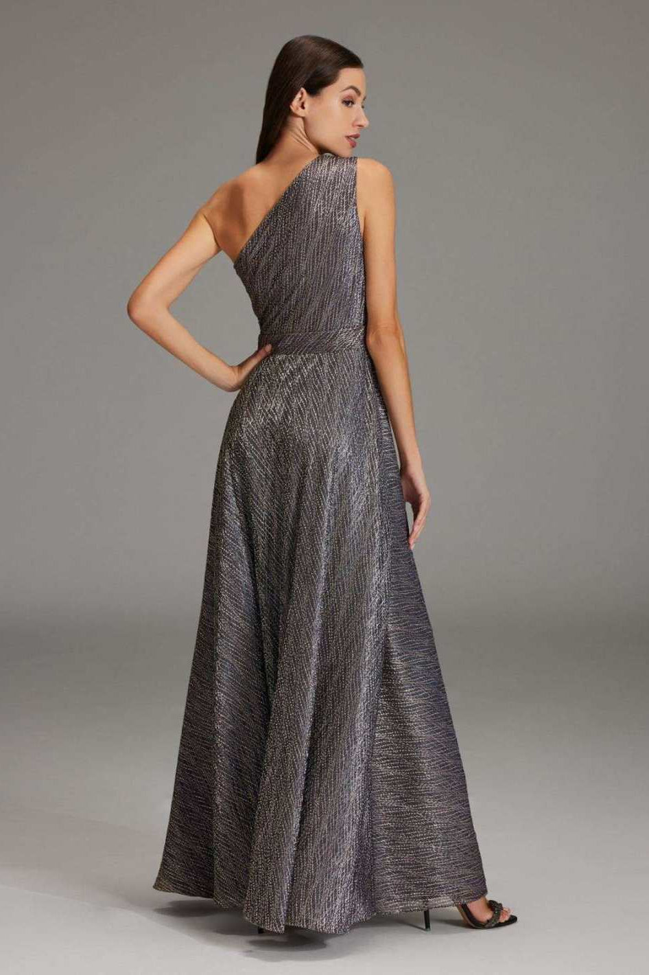 Abendkleid One-Shoulder aus Plissé Jersey