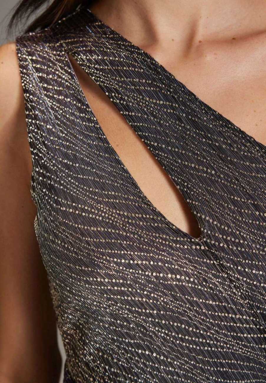 Abendkleid One-Shoulder aus Plissé Jersey