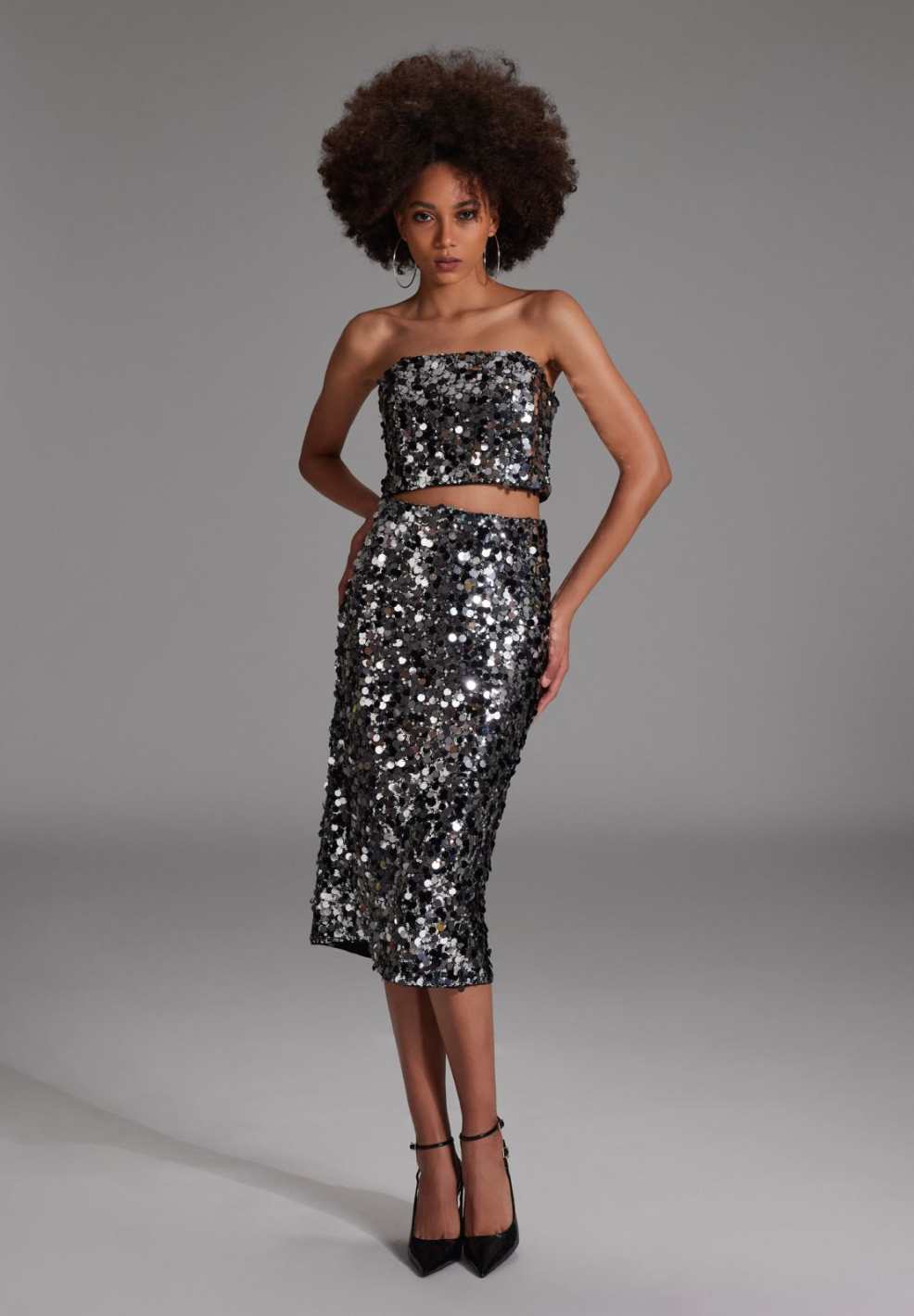 Bralette Oberteil mit großen Pailletten titan grey