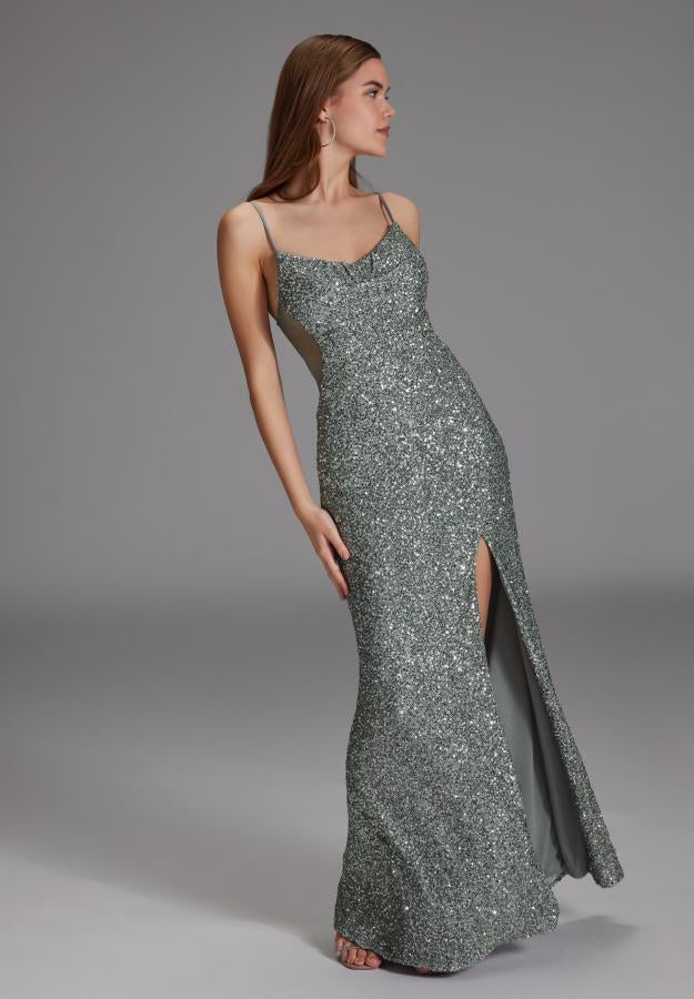 Slipdress mit transparenter Rückenpartie mint ice