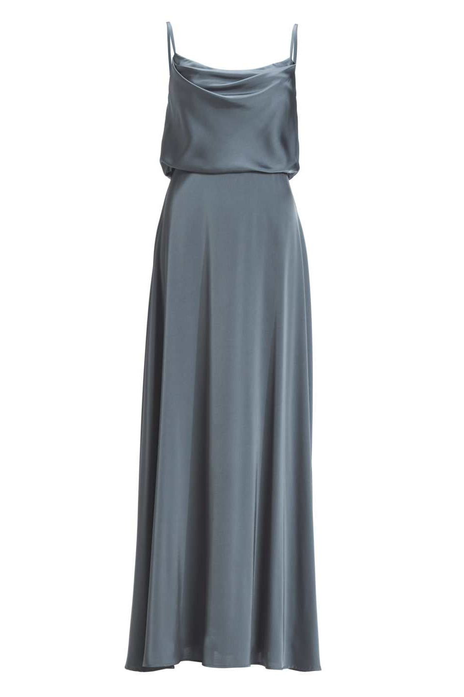 Abendkleid aus Satin mit angedeutetem Wasserfallausschnitt