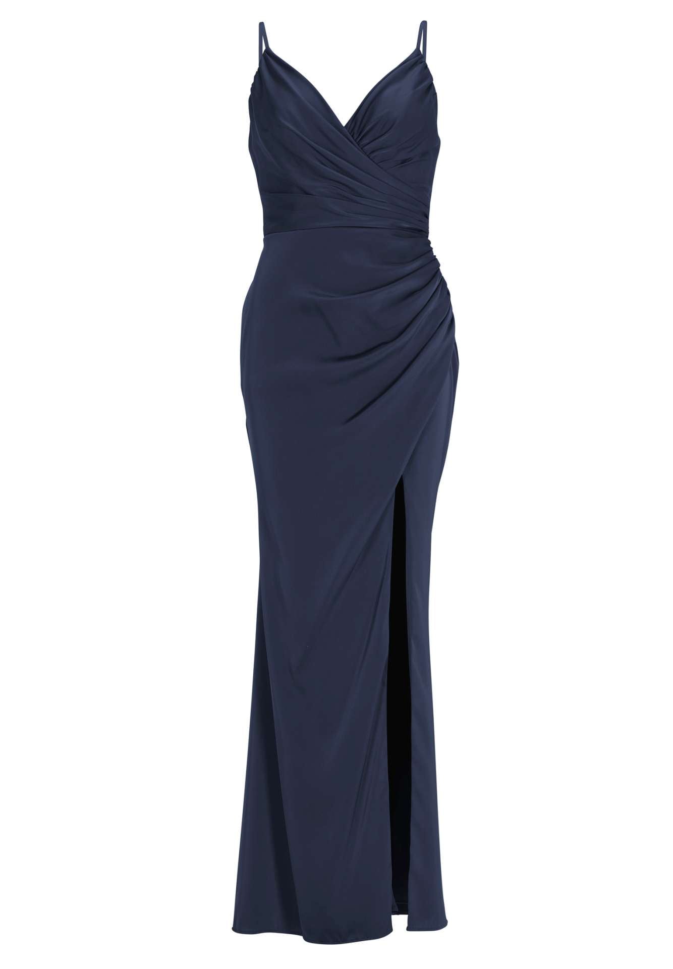 Figurbetontes Satinkleid mit Raffungen