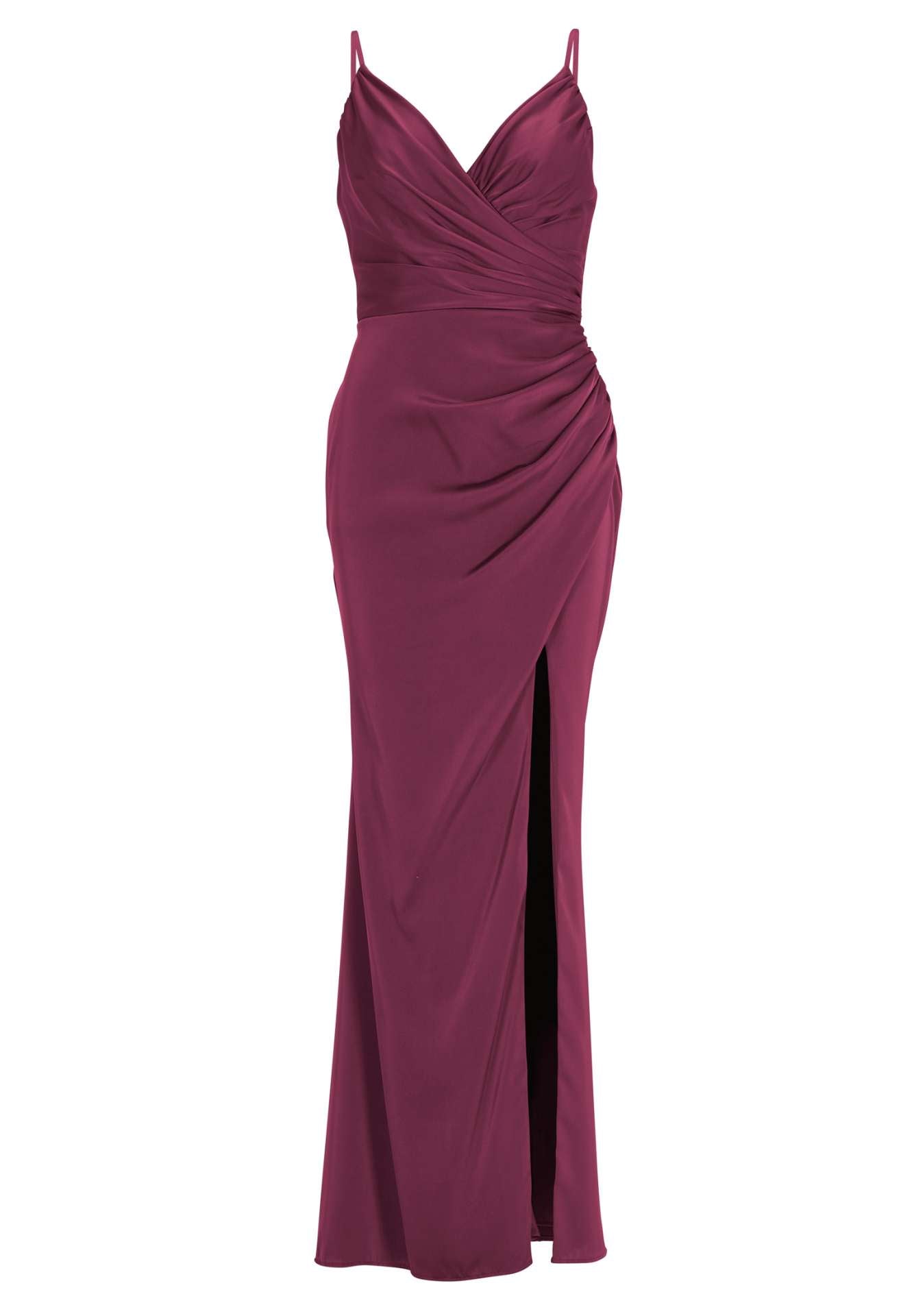 Figurbetontes Satinkleid mit Raffungen