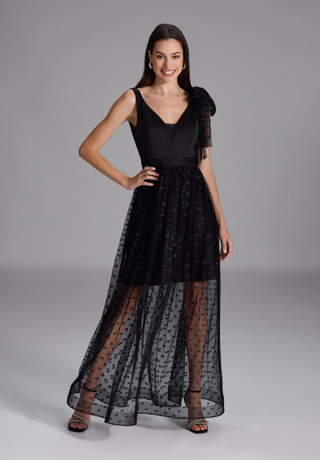 Transparentes Abendkleid aus Tüll black