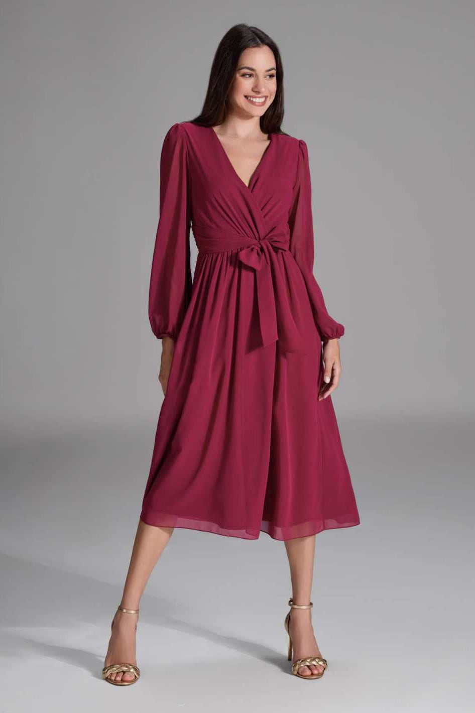 Chiffon Kleid in Wickel Optik ruby red