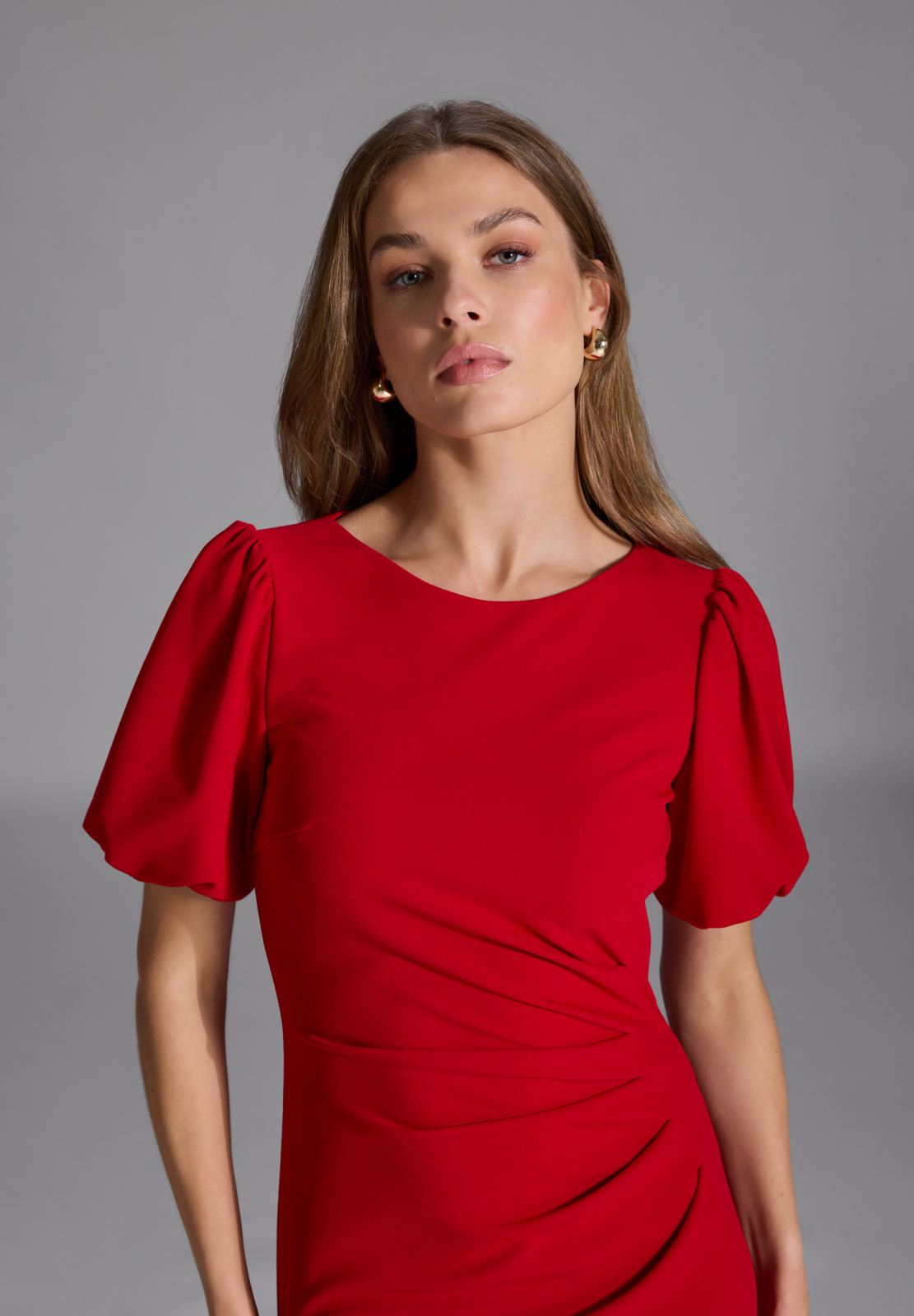 Abendkleid mit Puffärmeln aus Crepe Jersey