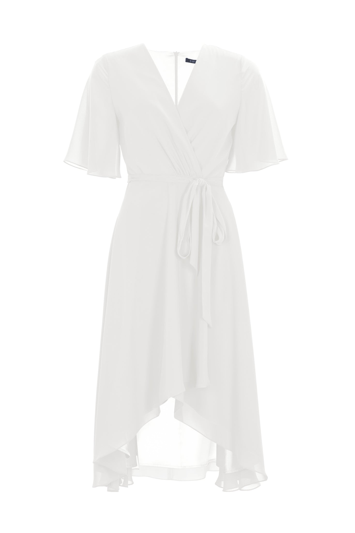 Chiffon Kleid in Wickel Optik mit Vokuhila Saum