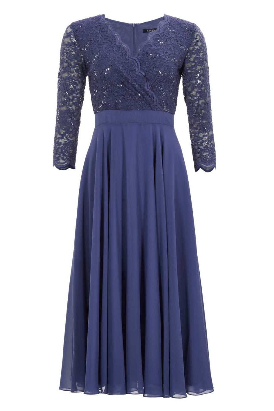 Cocktailkleid aus Material-Mix