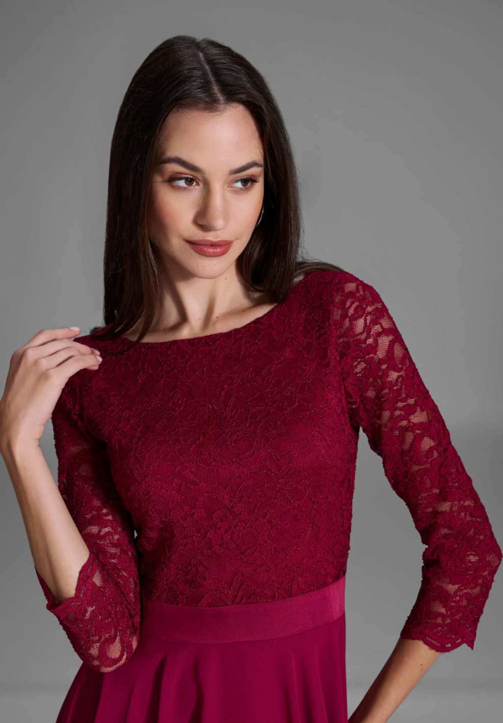 Midikleid mit fließendem Chiffon-Rock