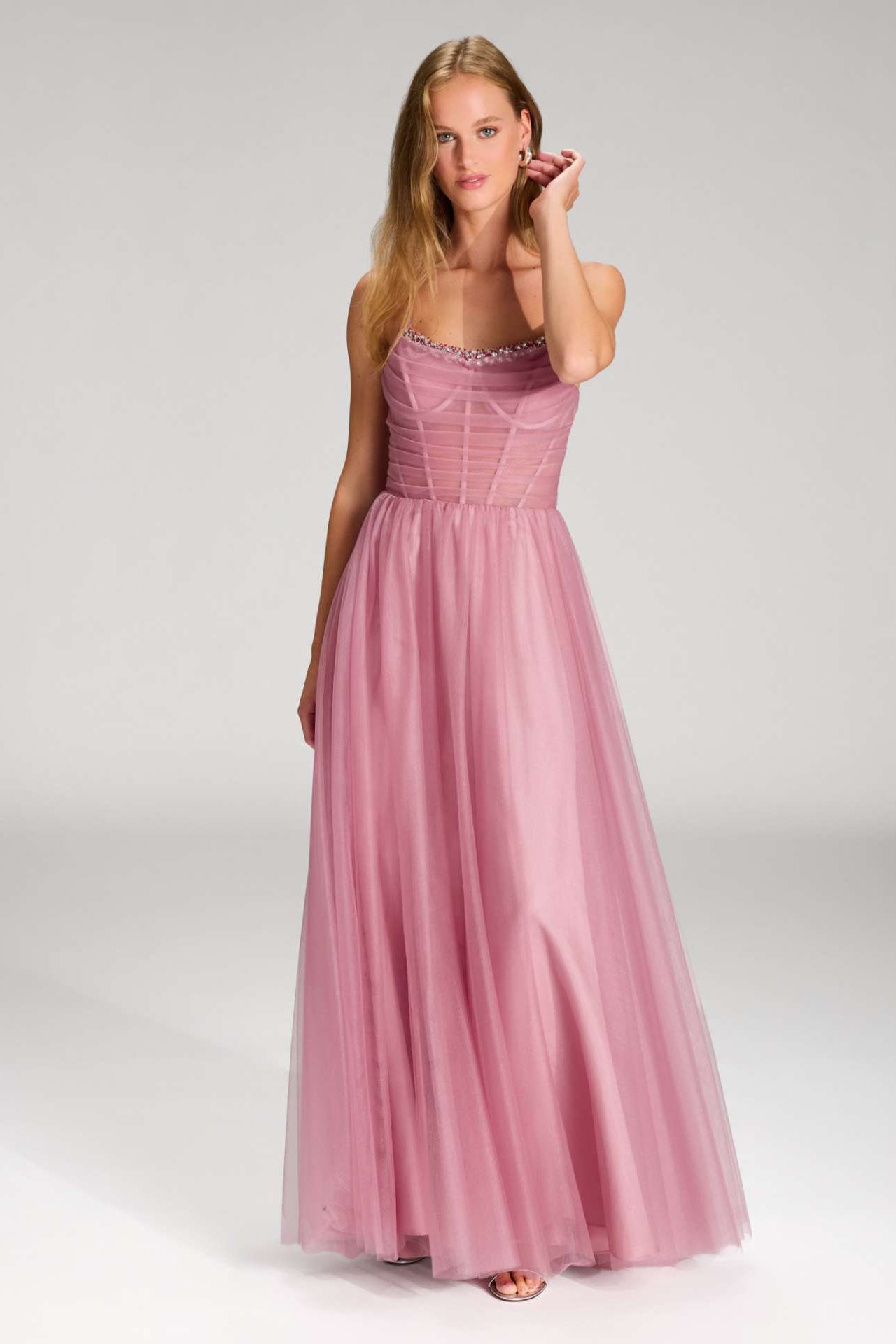 Tüllkleid mit Transparent-Effekt rosy pink