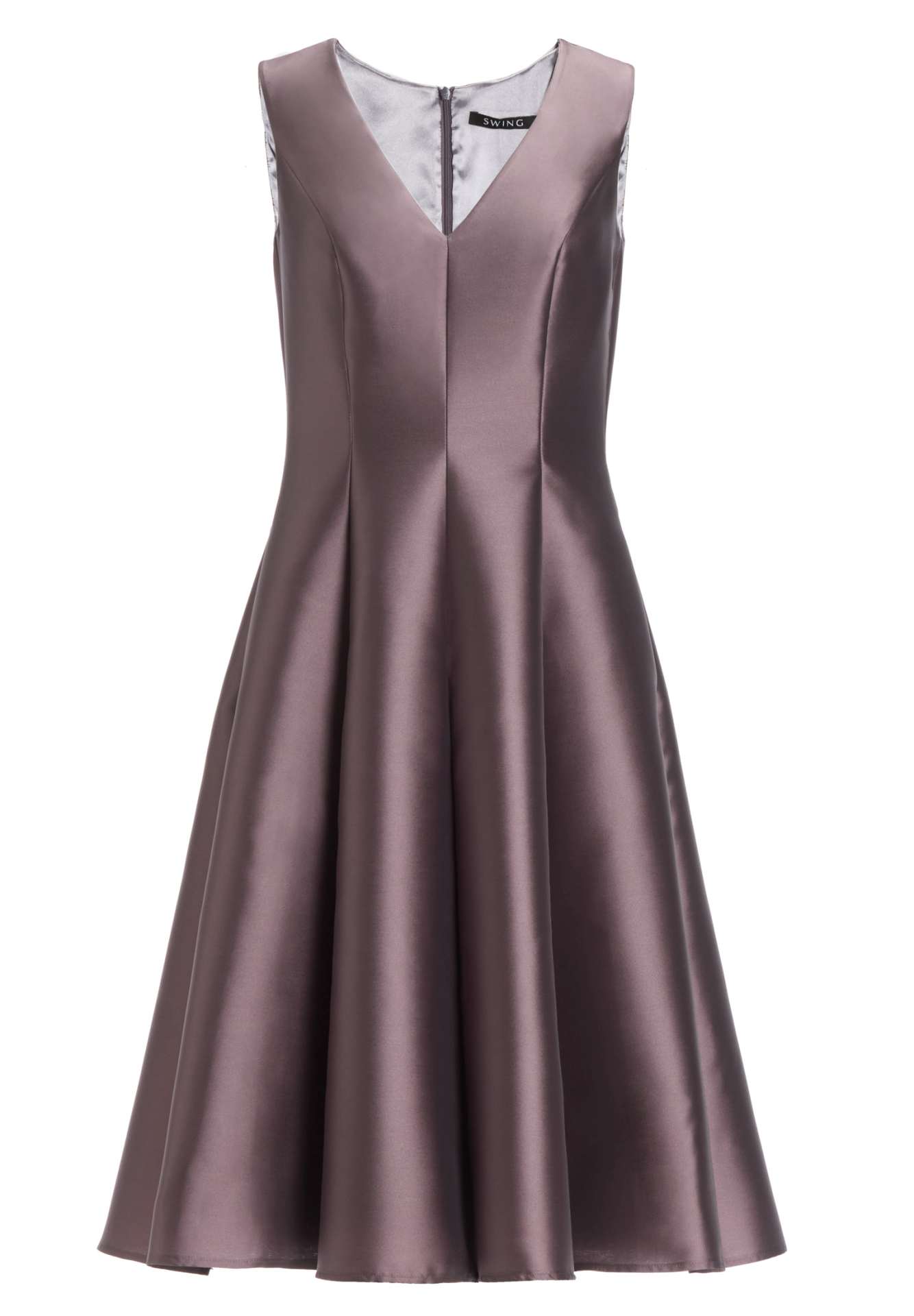 Midi langes Cocktailkleid aus Twill mit Godets