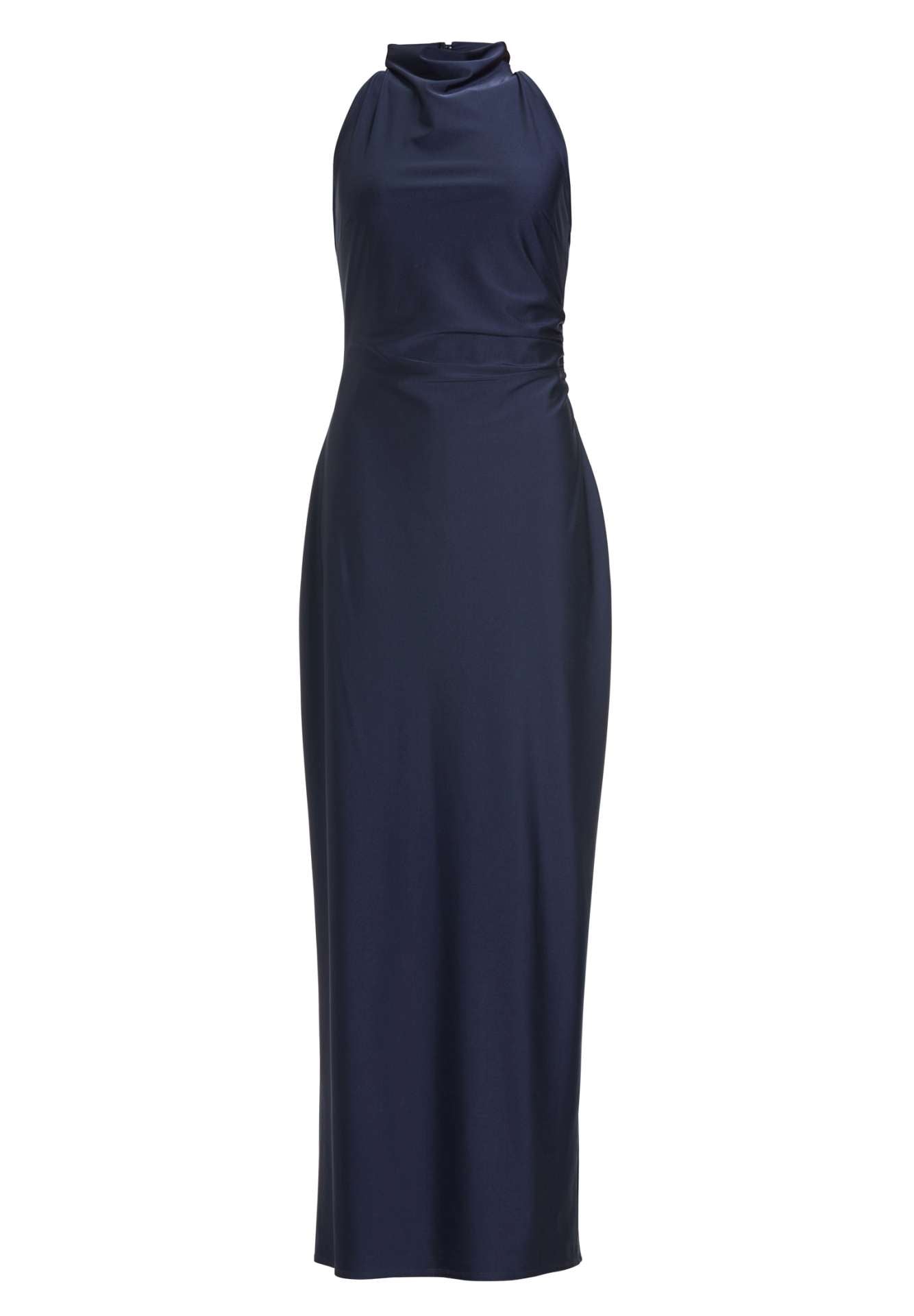 Abendkleid aus Jersey Satin mit Drapierung am Kragen