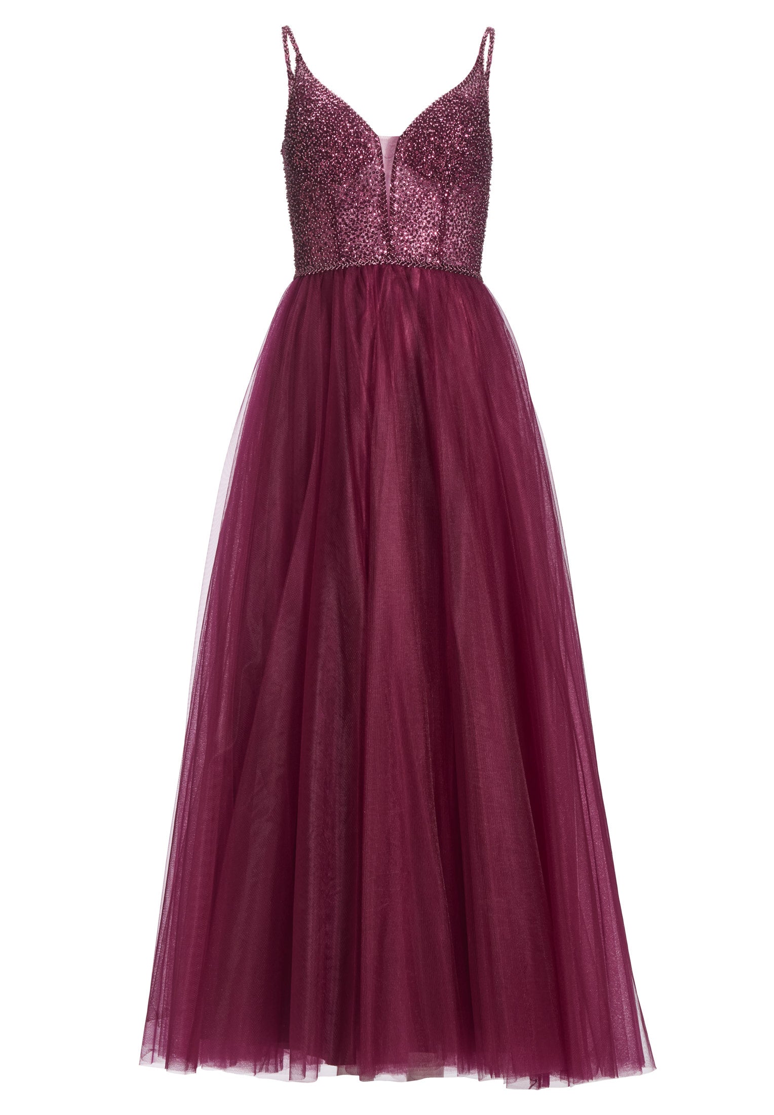 Tüllkleid mit feiner Ziersteinstickerei