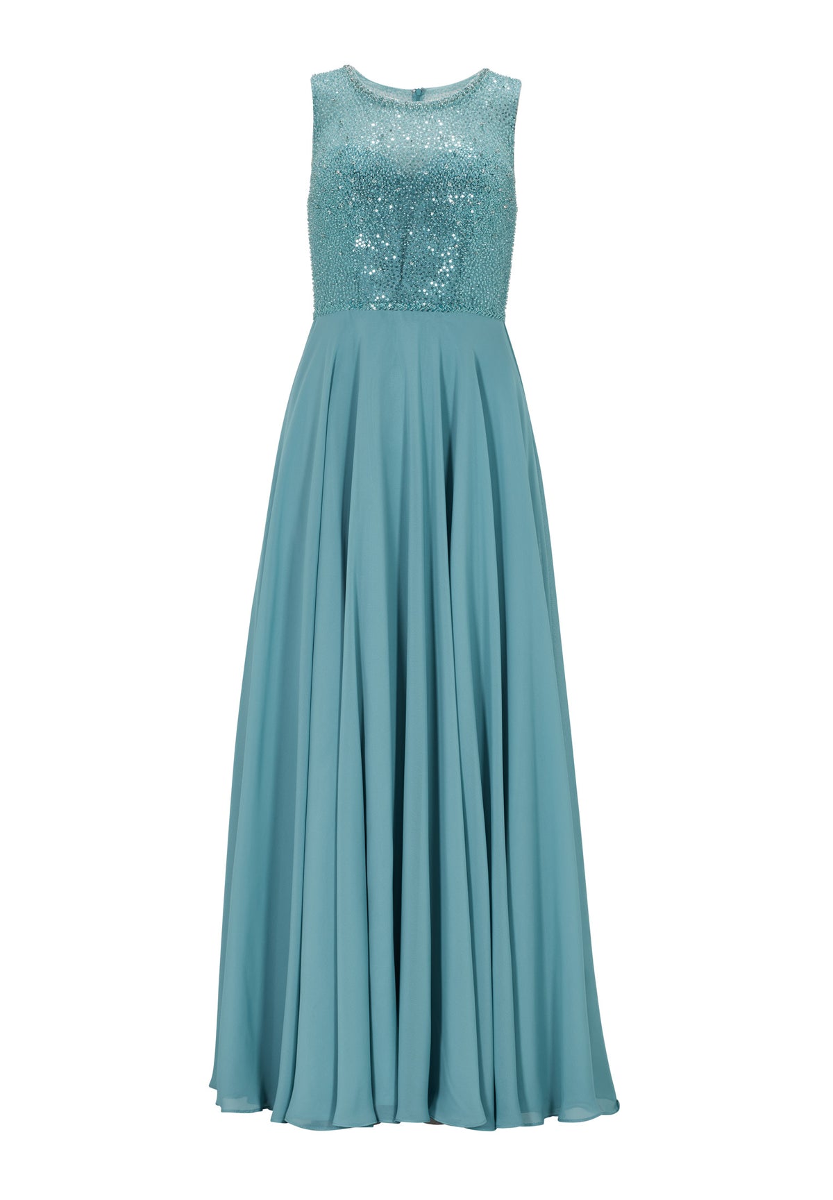 Abendkleid aus Material-Mix