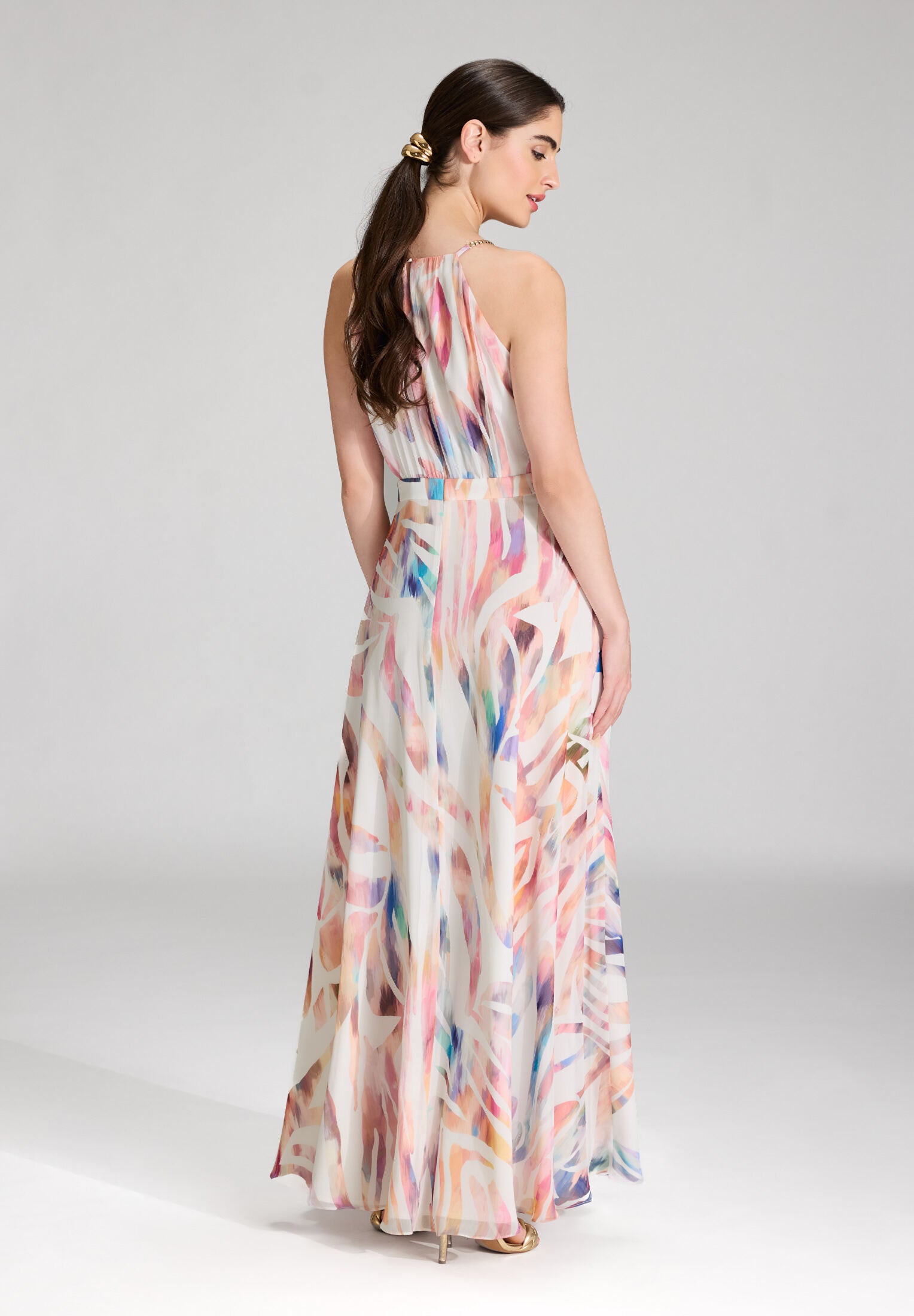 Abendkleid aus Crinkle Chiffon mit Animal Print