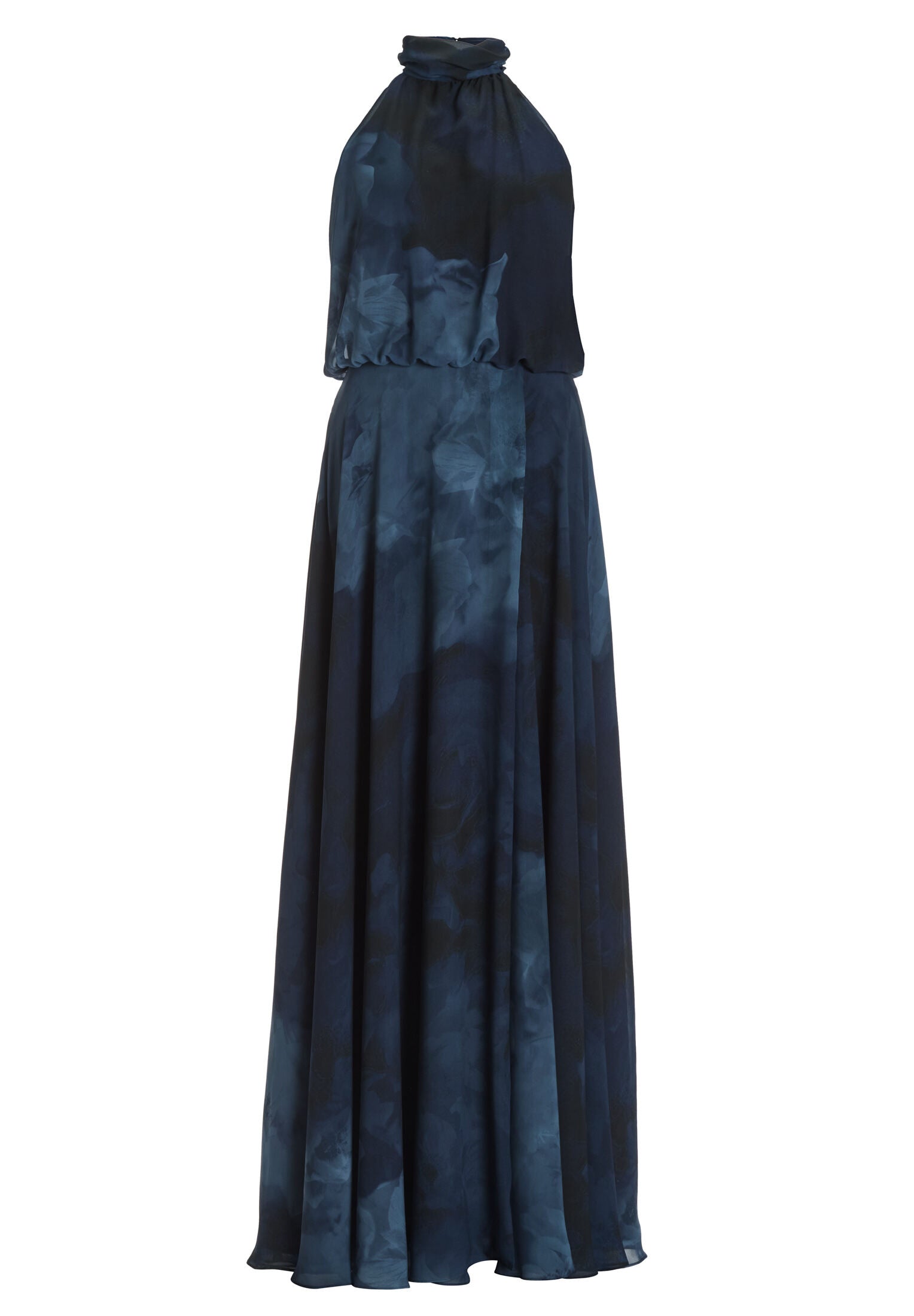 Abendkleid mit blusigem Top aus floral bedrucktem Chiffon