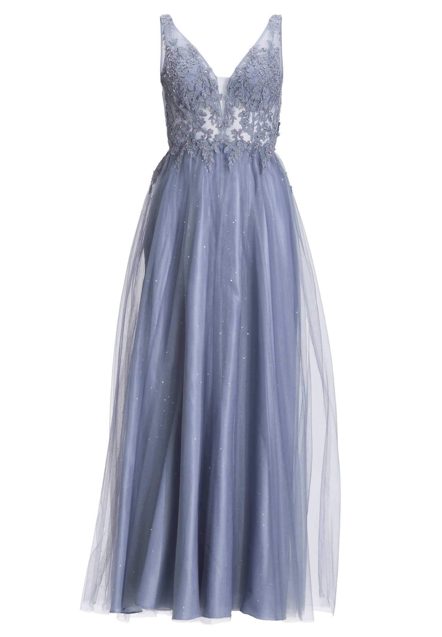 Tüllkleid mit Spitzenstickerei und Glitzereffekt