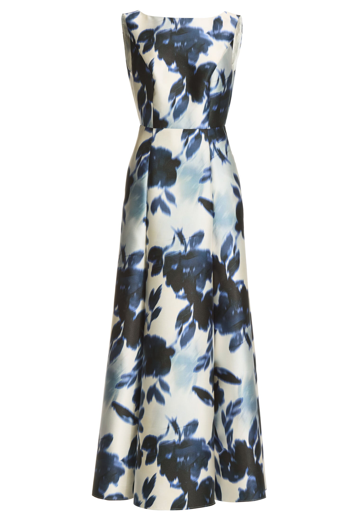 Abendkleid aus bedrucktem Twill mit Teilungsnähten