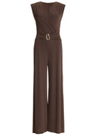 Jumpsuit aus Jersey mit überschnittener Schulter und Zierschnalle