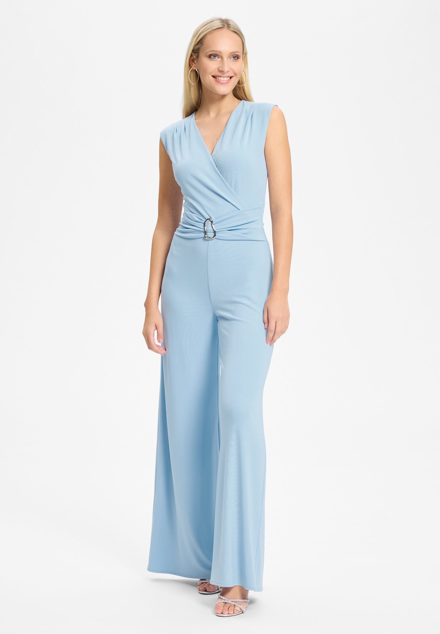 Jumpsuit aus Jersey mit Zierschnalle baby blue