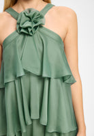 Abendkleid aus Crinkle Chiffon mit gestuften Volants