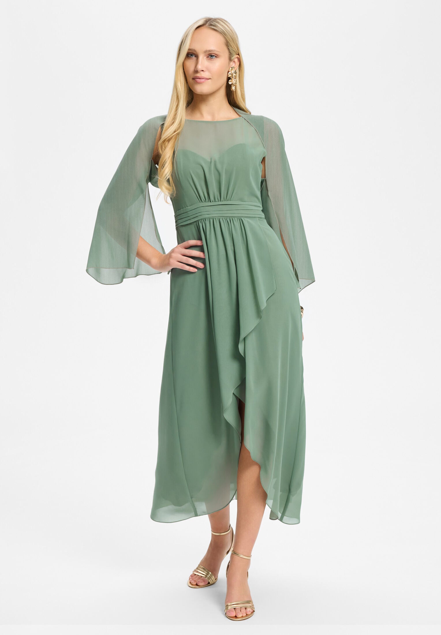 Stola aus Crinkle Chiffon pistachio green