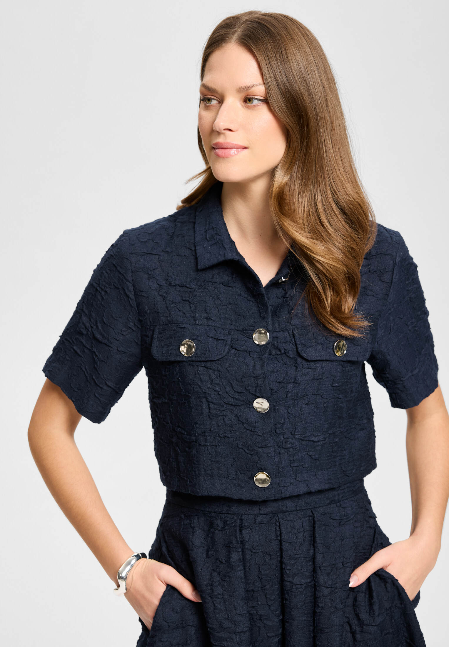 Shirt-Jacke aus Strukturstoff