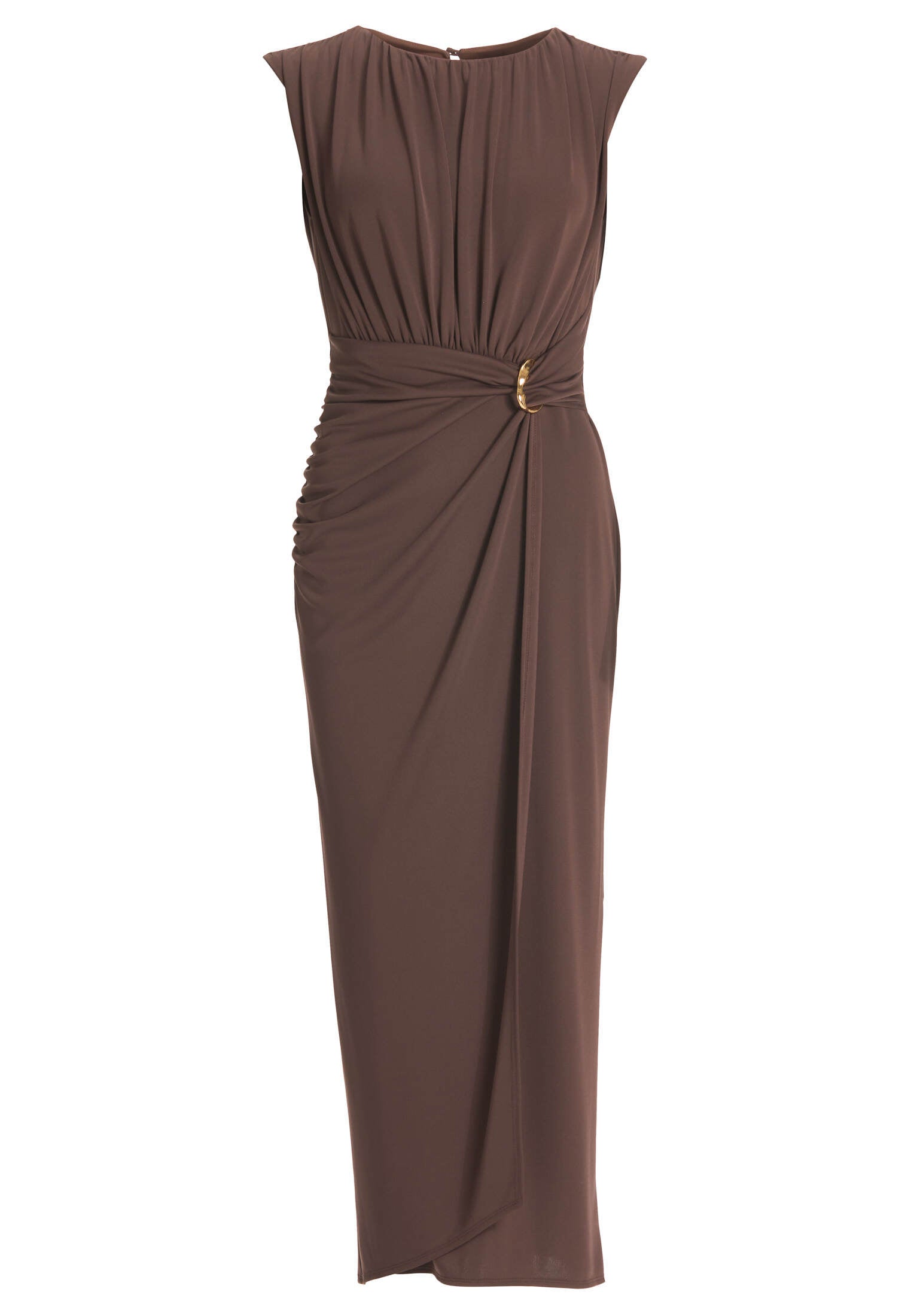 Drapiertes Abendkleid aus Jersey mit Zierschnalle