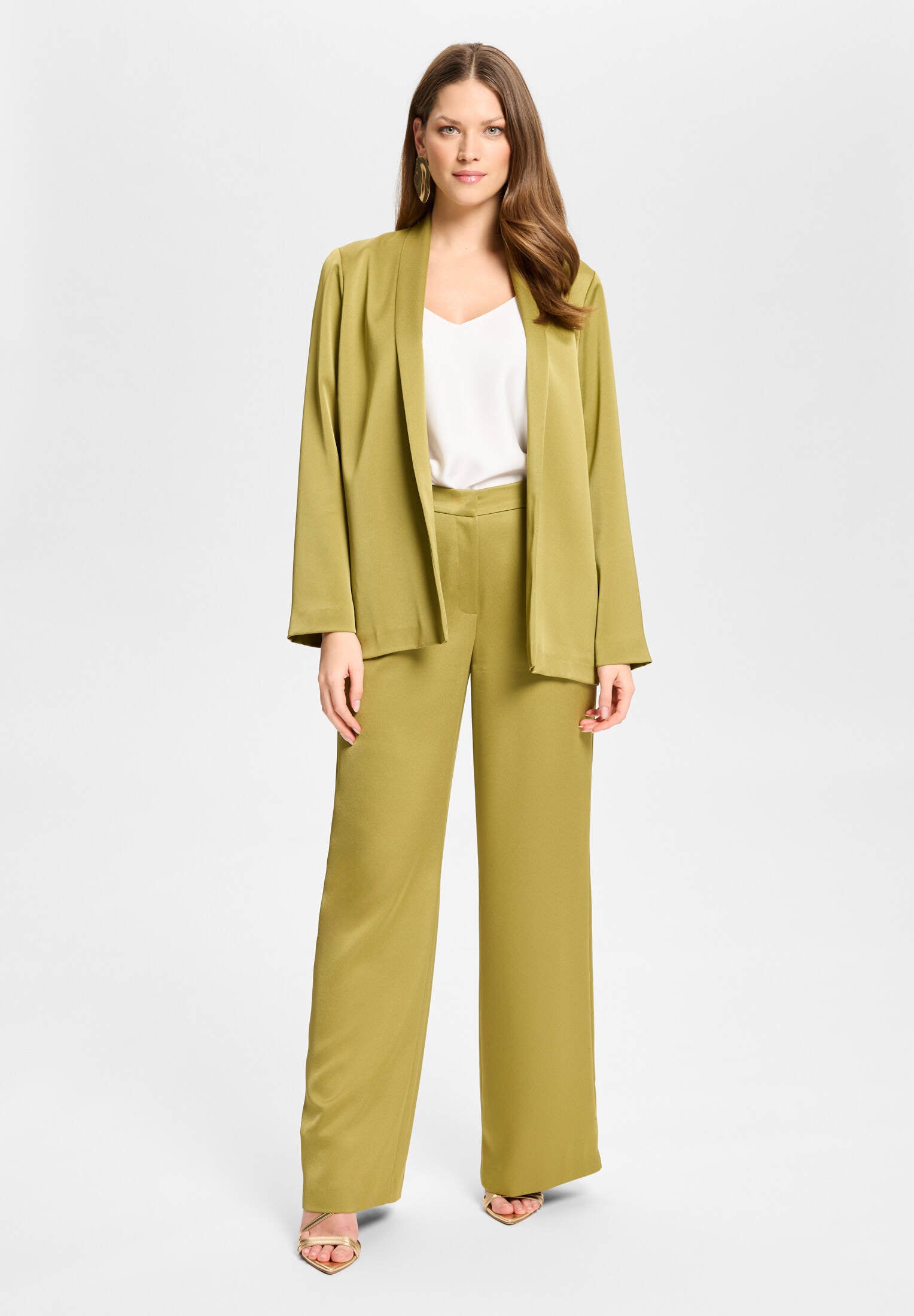 Oversized Blazer aus Satin amber green