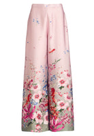 Weite Satinhose mit Bordüren-Print