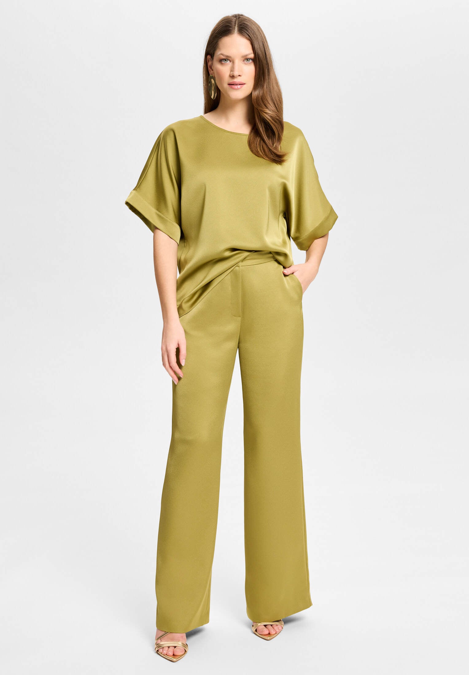 Blusentop aus Satin amber green