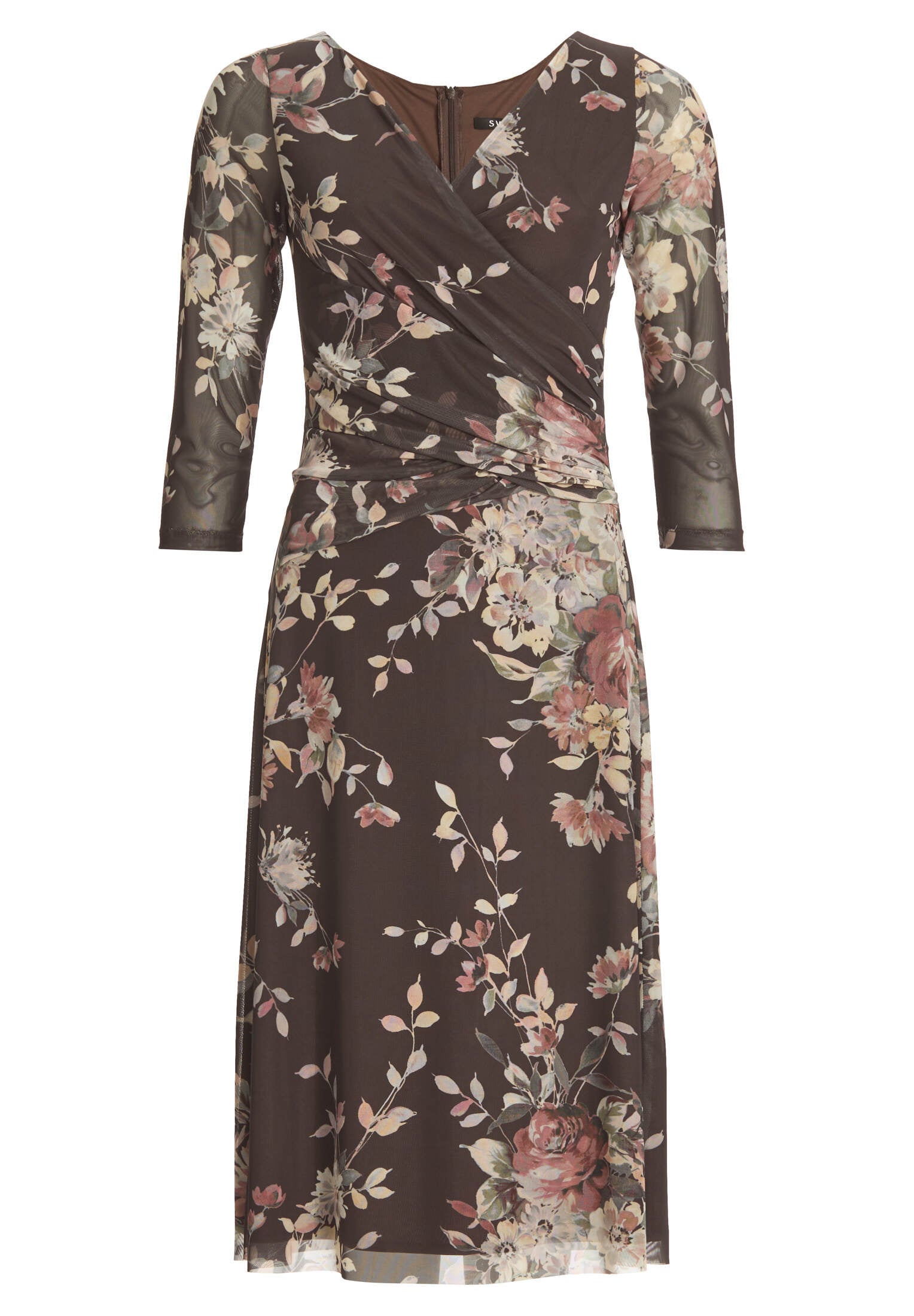 Midi Kleid aus Mesh in Wickel Optik