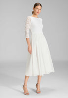 Midikleid mit fließendem Chiffon-Rock ivory