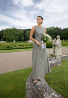 Abendkleid aus Twill mit Taschen summernight green