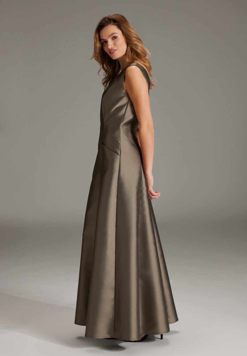 Abendkleid aus Twill mit Taschen