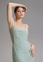 Slipdress mit transparenter Rückenpartie