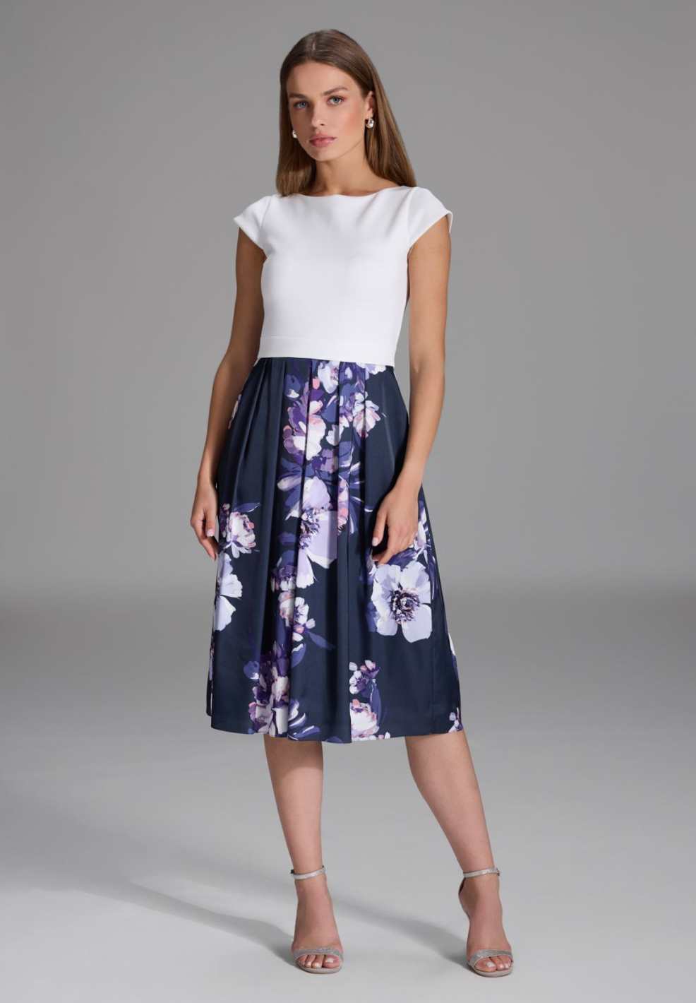 Cocktailkleid aus Material Mix navy orchid purple