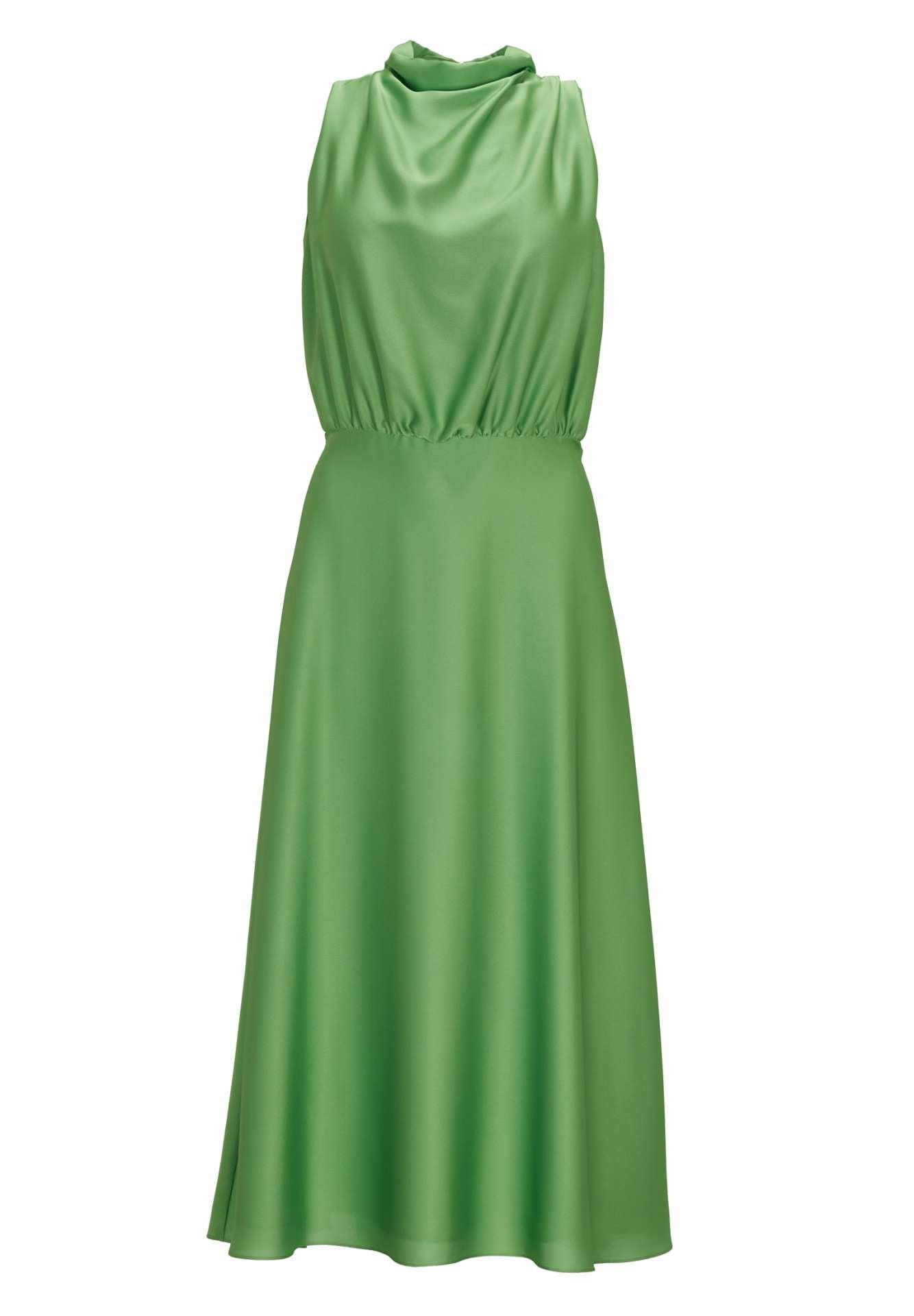 Midi Kleid aus nachhaltigem Satin mit Drapierung am Kragen