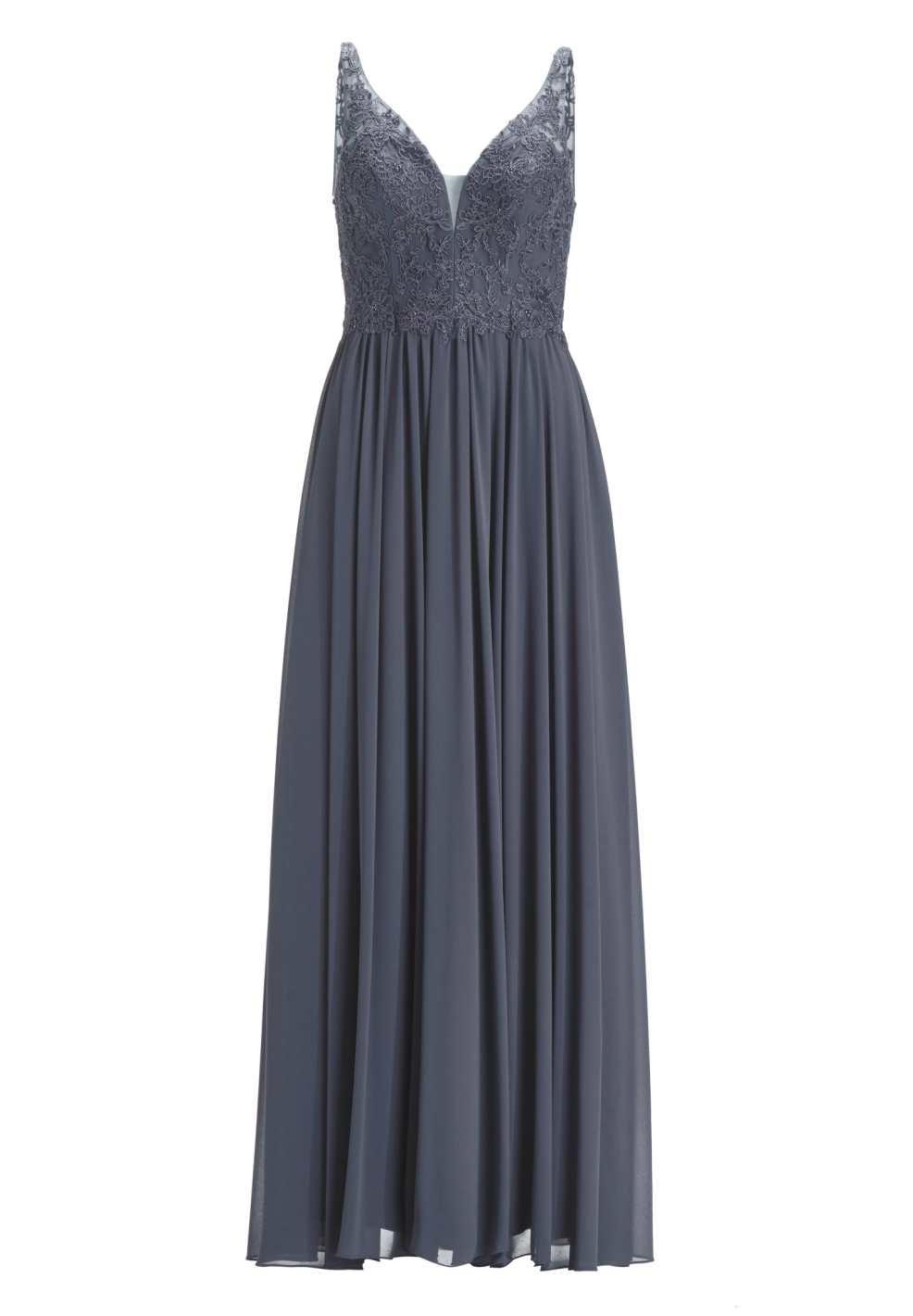 Chiffonkleid mit Spitzenstickerei