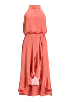 Cocktailkleid aus nachhaltigem Satin mit Volant am Saum